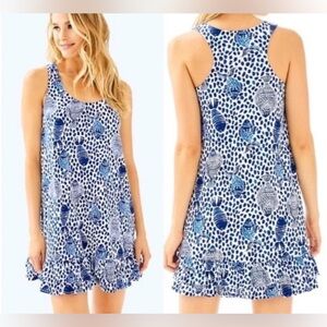 Lilly Pulitzer Blue Evangelia Dress in High Tide Navy Heart & Sole - Size‎ Small